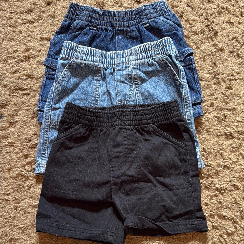 Toddler Denim and Black Shorts Set of 3